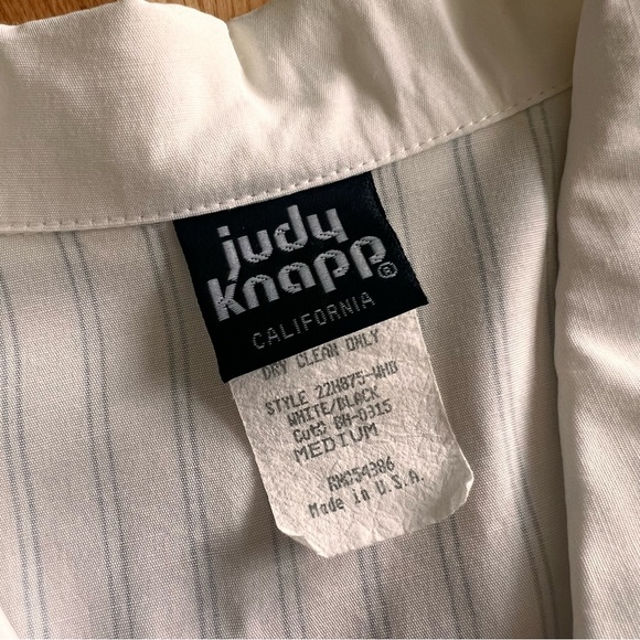 Vintage Judy Knapp White Striped Oversize Collar Long Sleeve Top Size Medium - Picture 2 of 8
